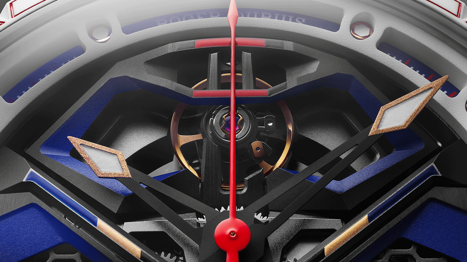 Inspired by the automotive world, the RD630 was developed specifically for the partnership with Lamborghini Squadra Corse. The calibre is built with a twin barrel power supply allowing it to reach a power reserve of 60 hours.