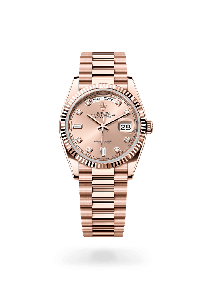 Rolex day-date in 18 ct Everose gold, M128235-0009* - Watches of Switzerland