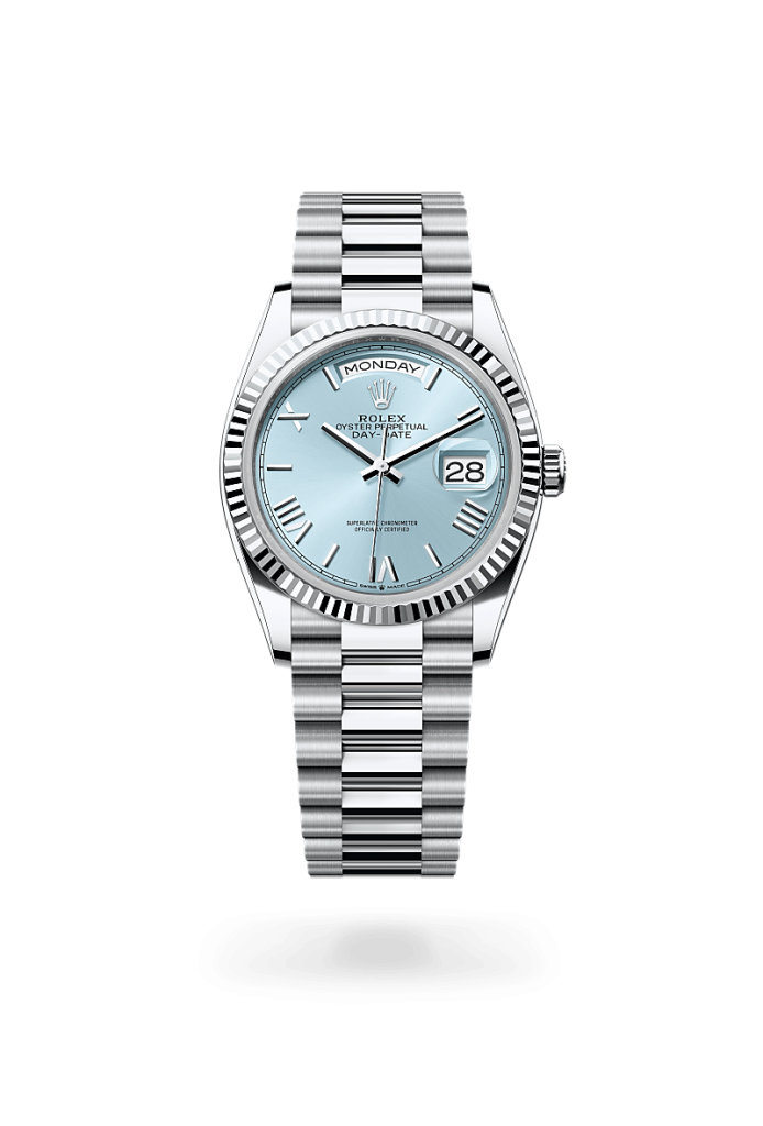 Rolex day-date in Platinum, M128236-0018* - Watches of Switzerland