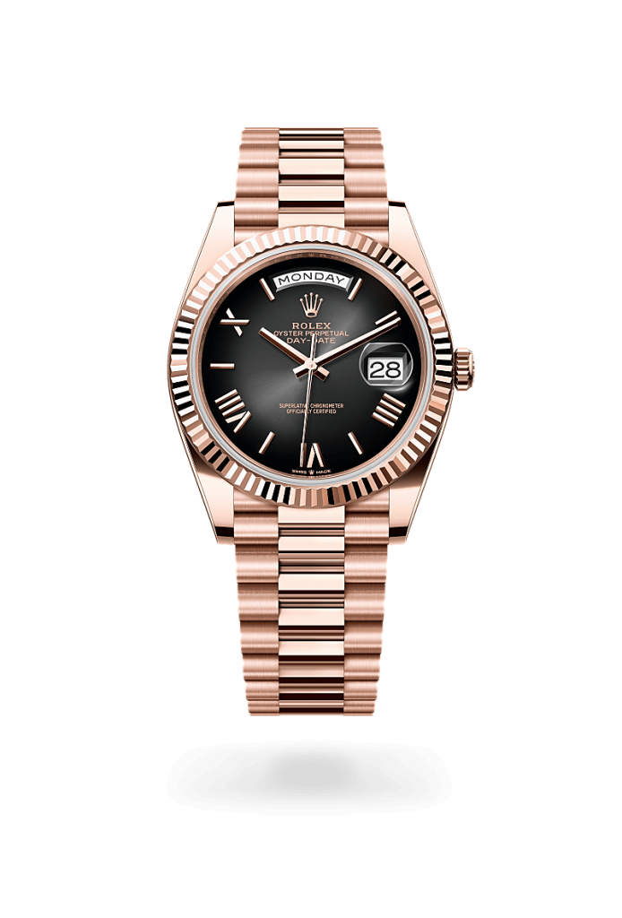 Rolex day-date in 18 ct Everose gold, M228235-0055* - Watches of Switzerland