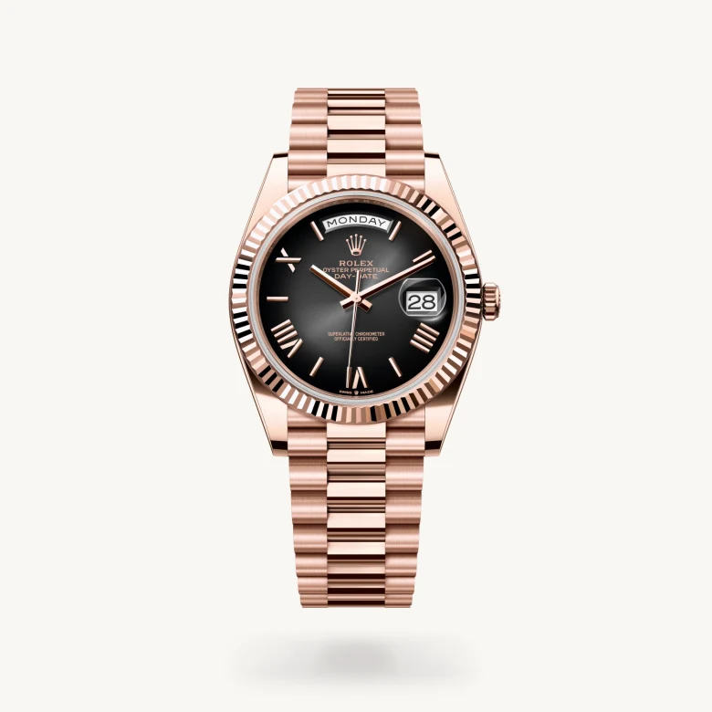 Rolex day-date in 18 ct Everose gold, M228235-0055* - Watches of Switzerland