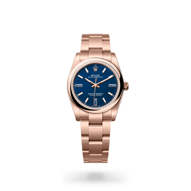 Rolex oyster perpetual in 18 ct Everose gold, M124205-0002* - Watches of Switzerland